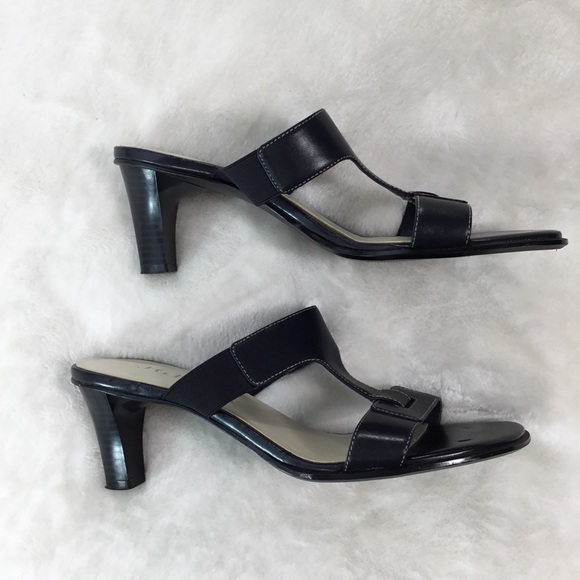 J.G. Hook Shoes Jghook Francine Black Leather Heeled Sandal 7